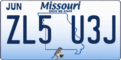 MO license plate ZL5U3J