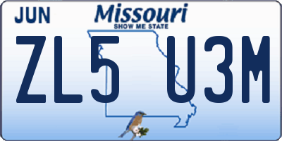 MO license plate ZL5U3M