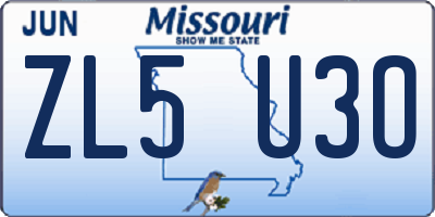 MO license plate ZL5U3O