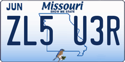 MO license plate ZL5U3R