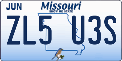 MO license plate ZL5U3S