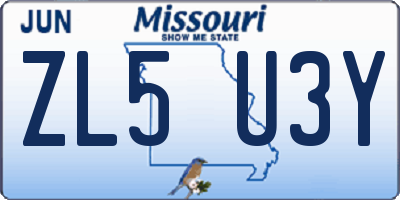 MO license plate ZL5U3Y