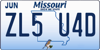 MO license plate ZL5U4D