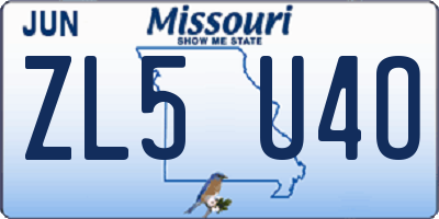 MO license plate ZL5U4O
