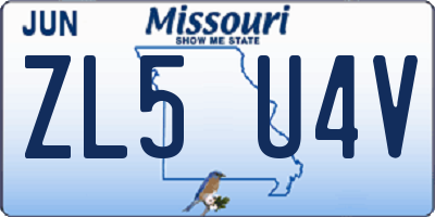 MO license plate ZL5U4V