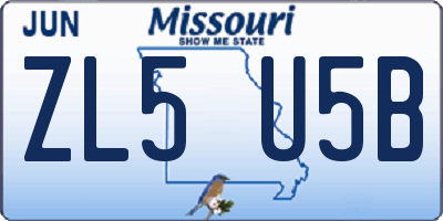 MO license plate ZL5U5B