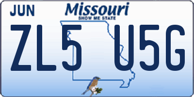MO license plate ZL5U5G