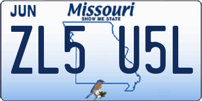 MO license plate ZL5U5L