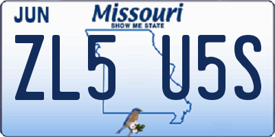 MO license plate ZL5U5S