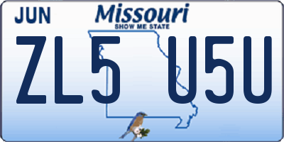 MO license plate ZL5U5U