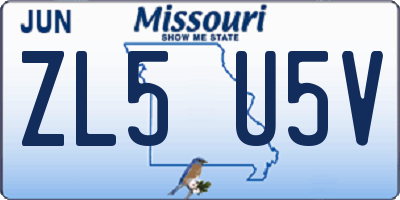 MO license plate ZL5U5V
