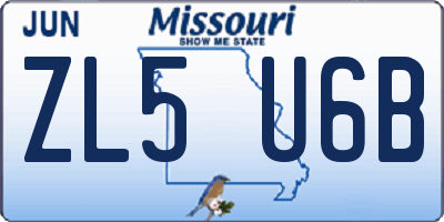 MO license plate ZL5U6B
