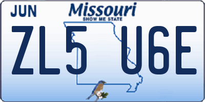 MO license plate ZL5U6E