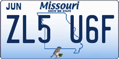 MO license plate ZL5U6F