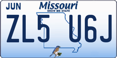 MO license plate ZL5U6J