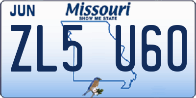 MO license plate ZL5U6O