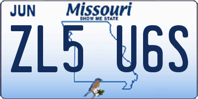 MO license plate ZL5U6S
