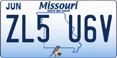 MO license plate ZL5U6V