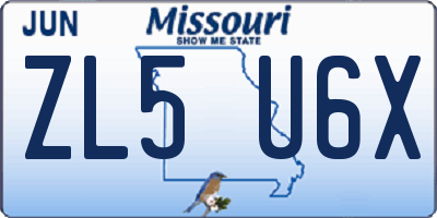 MO license plate ZL5U6X