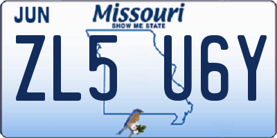 MO license plate ZL5U6Y