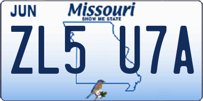 MO license plate ZL5U7A