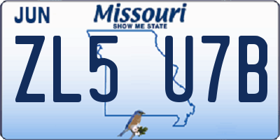 MO license plate ZL5U7B