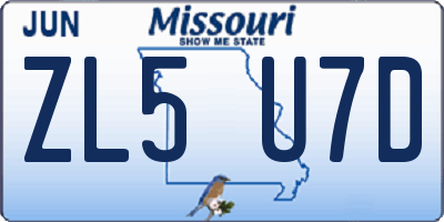 MO license plate ZL5U7D
