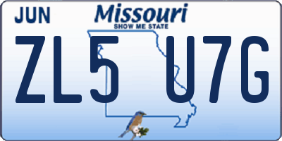 MO license plate ZL5U7G