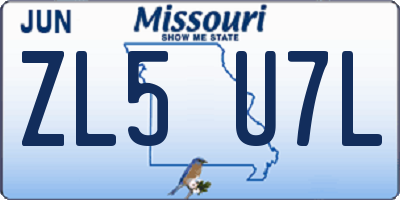 MO license plate ZL5U7L