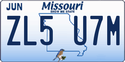 MO license plate ZL5U7M