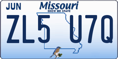 MO license plate ZL5U7Q