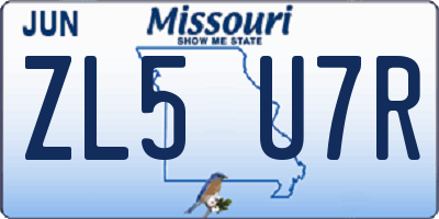 MO license plate ZL5U7R