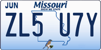 MO license plate ZL5U7Y