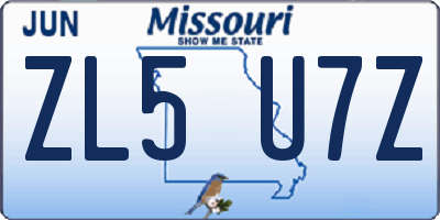 MO license plate ZL5U7Z