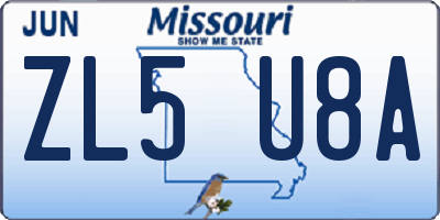 MO license plate ZL5U8A