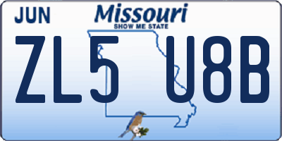 MO license plate ZL5U8B
