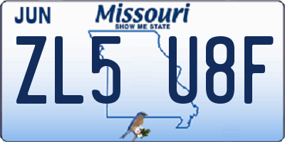 MO license plate ZL5U8F