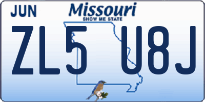 MO license plate ZL5U8J