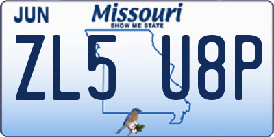 MO license plate ZL5U8P
