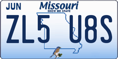 MO license plate ZL5U8S