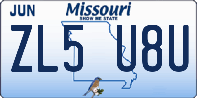 MO license plate ZL5U8U