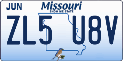 MO license plate ZL5U8V
