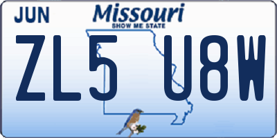MO license plate ZL5U8W