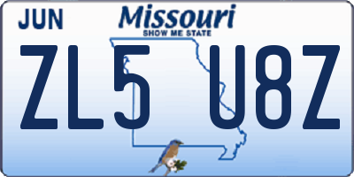 MO license plate ZL5U8Z