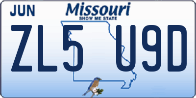 MO license plate ZL5U9D