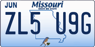 MO license plate ZL5U9G