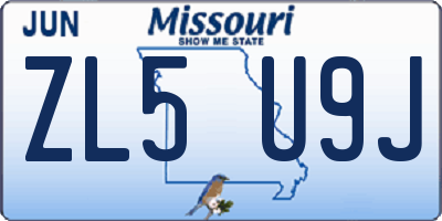 MO license plate ZL5U9J