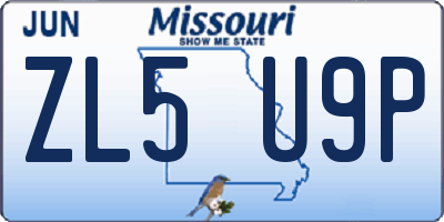 MO license plate ZL5U9P