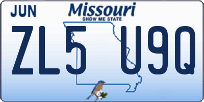 MO license plate ZL5U9Q