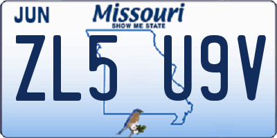 MO license plate ZL5U9V